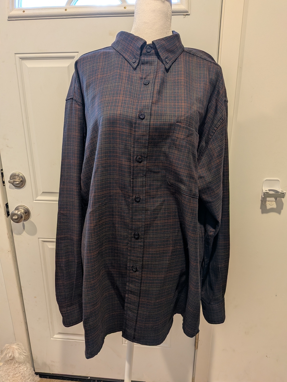 Pendleton Men's Plaid Button-Down Shirt in Navy and Brown Tones